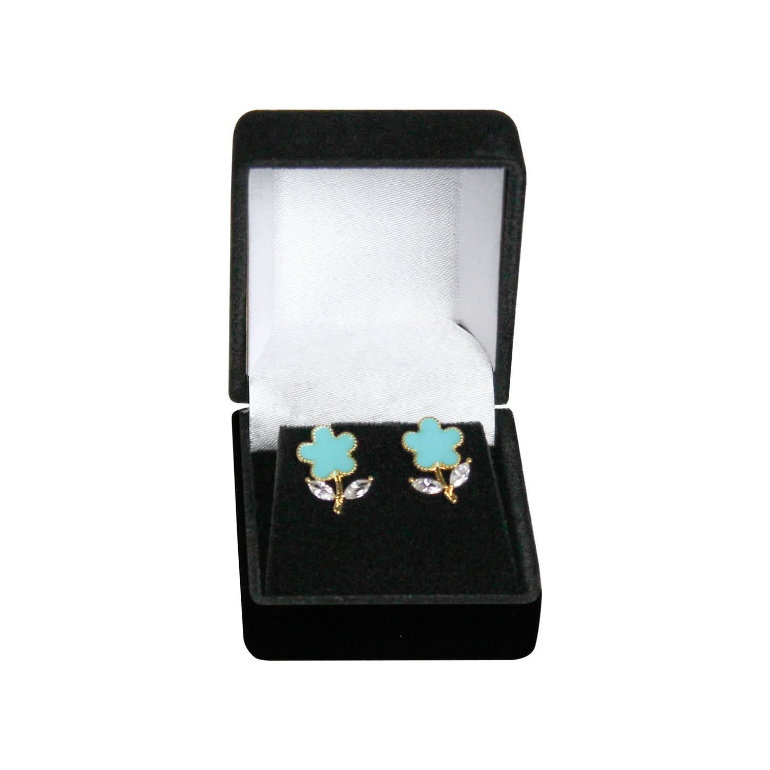 #FQ2E Small Square Flocked Flocked Soft Earring Square Box