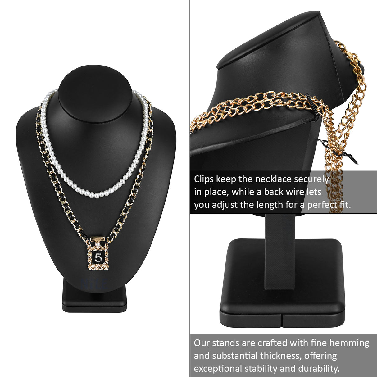 Versatile Premium Black Faux Leather Jewelry Display Set