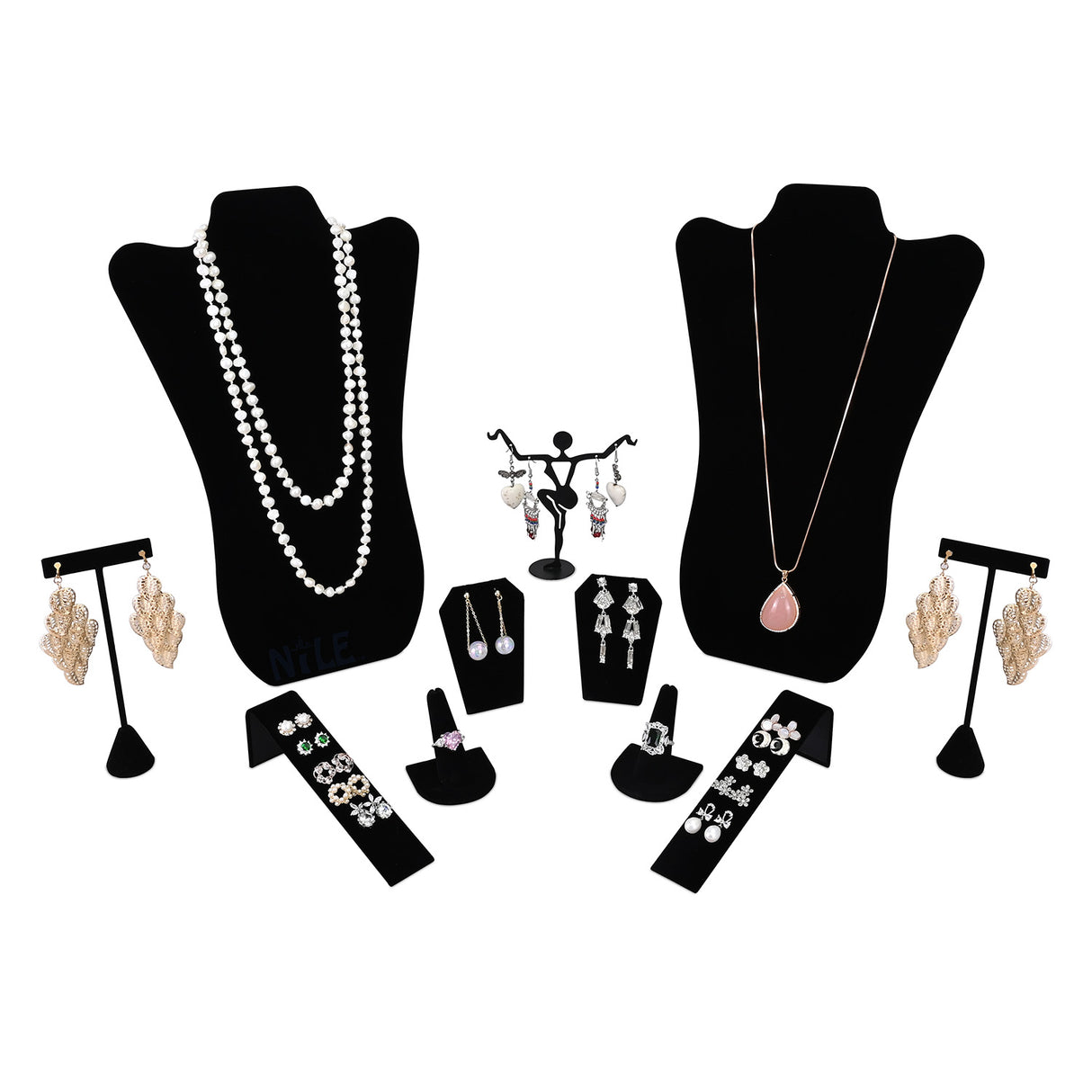 Versatile Black Velvet Jewelry Display Set