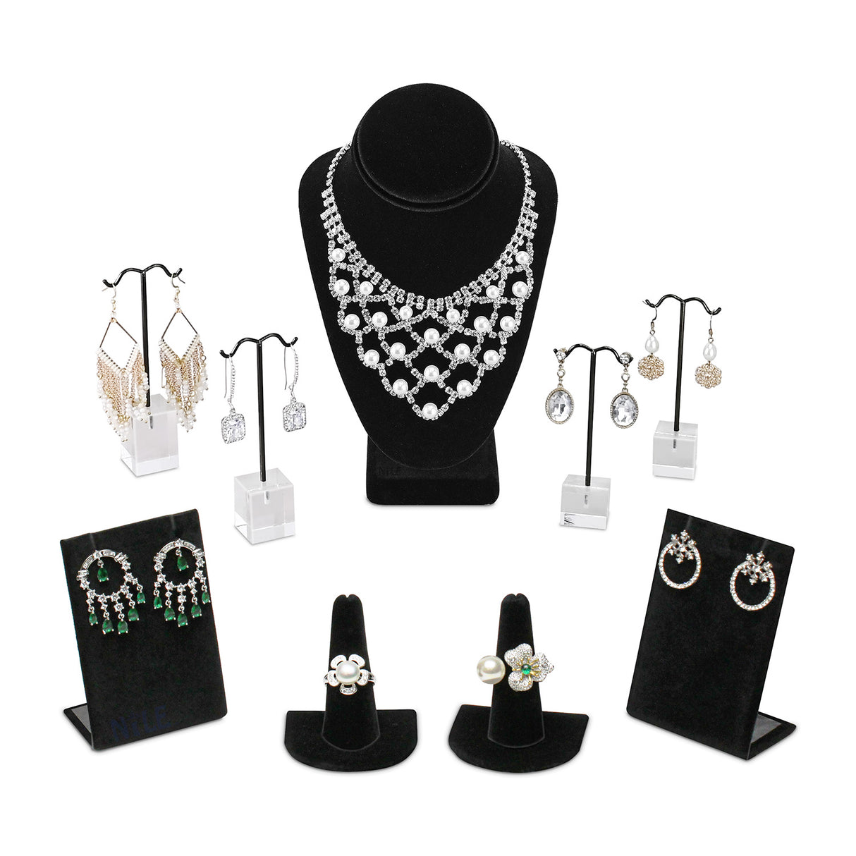 Versatile Black Velvet Jewelry Display Set