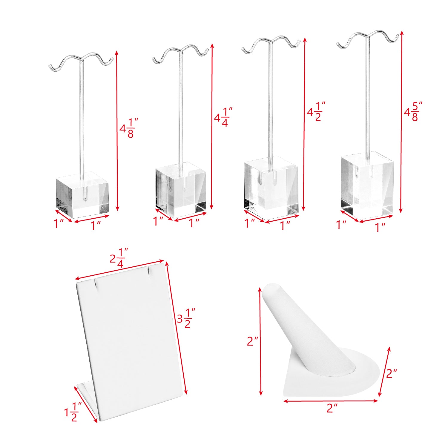 9 Pcs Jewelry Display Set,  Premium White Faux Leather