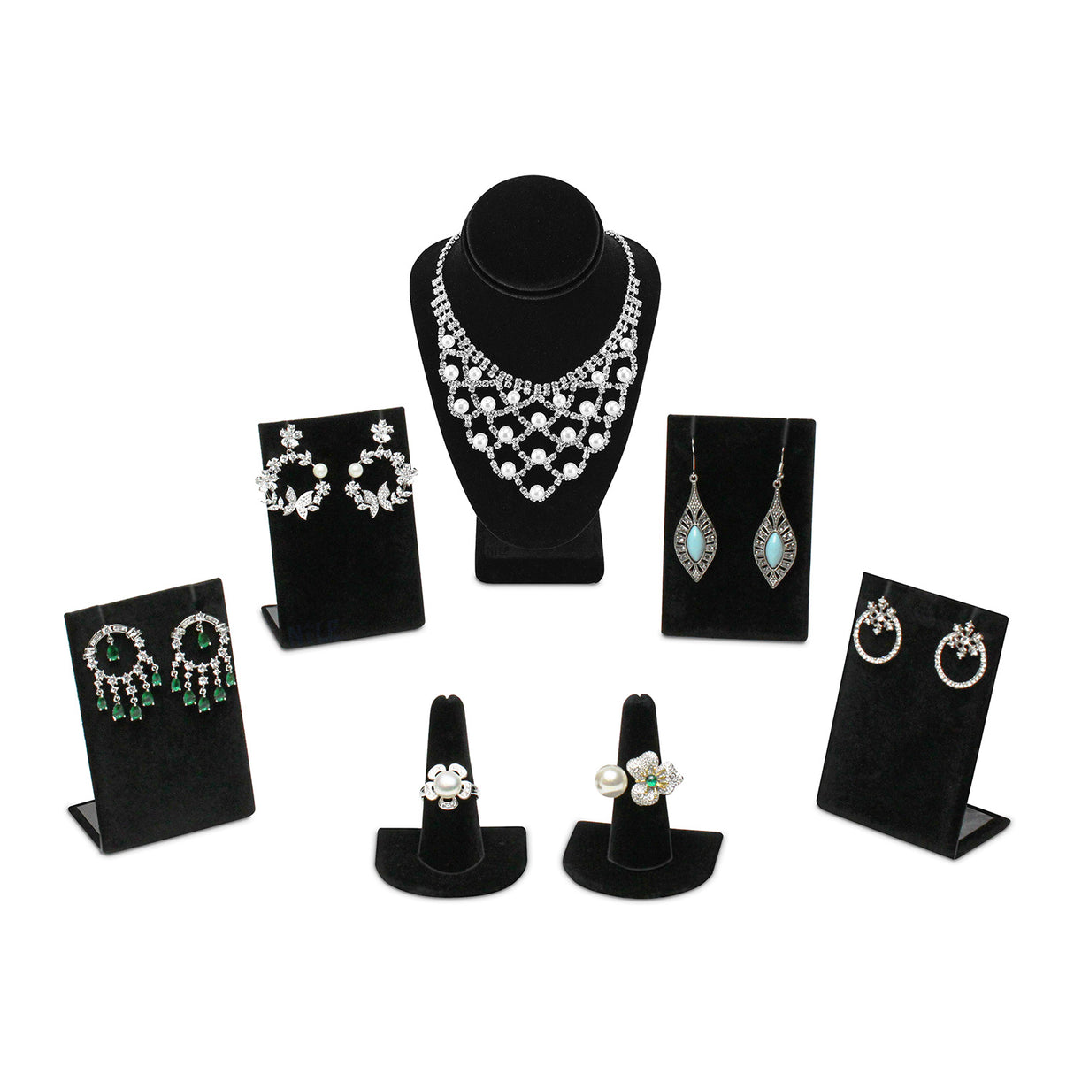 Versatile Black Velvet Jewelry Display Set