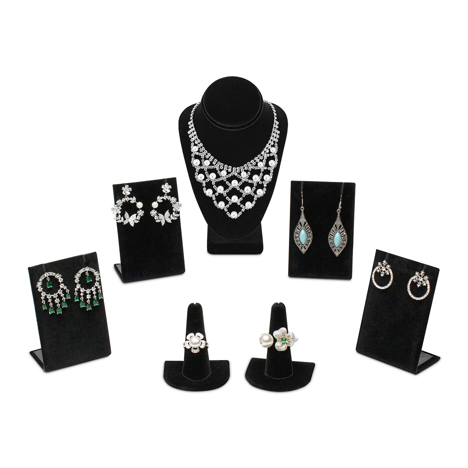 Versatile Black Velvet Jewelry Display Set