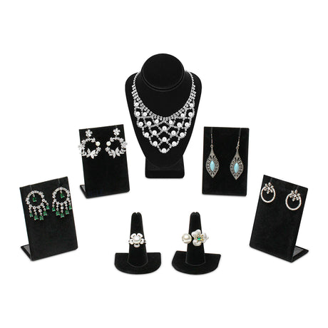 Versatile Black Velvet Jewelry Display Set