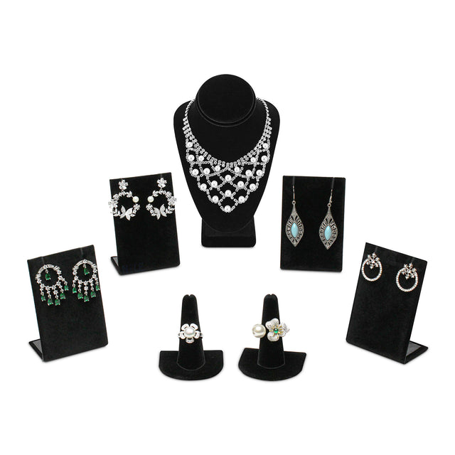 Versatile Black Velvet Jewelry Display Set