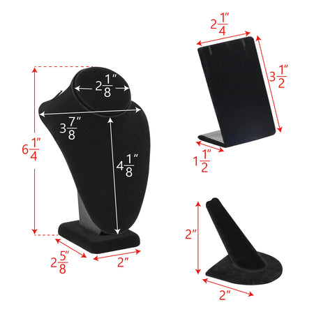 Versatile Black Velvet Jewelry Display Set