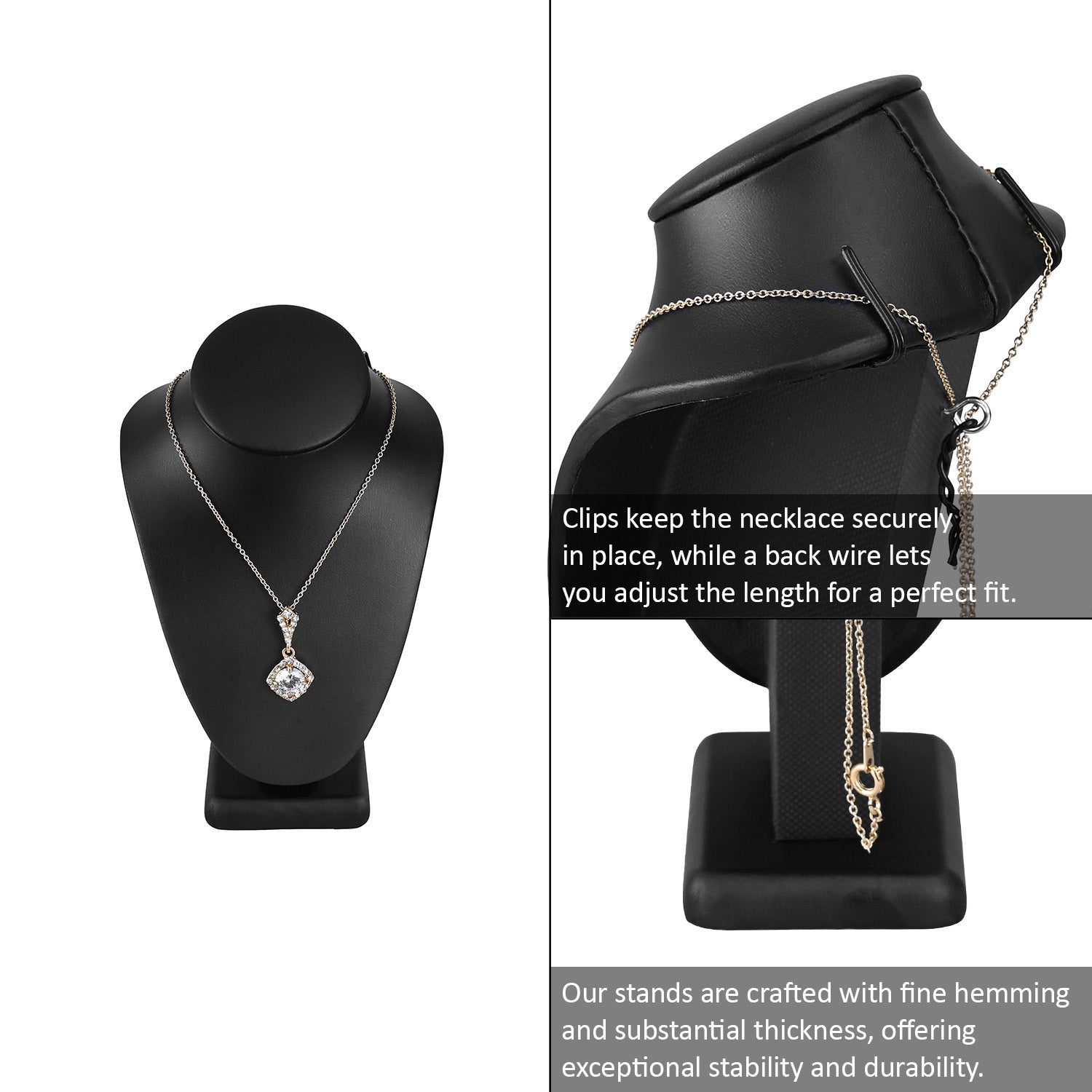 Versatile Premium Black Faux Leather Jewelry Display Set