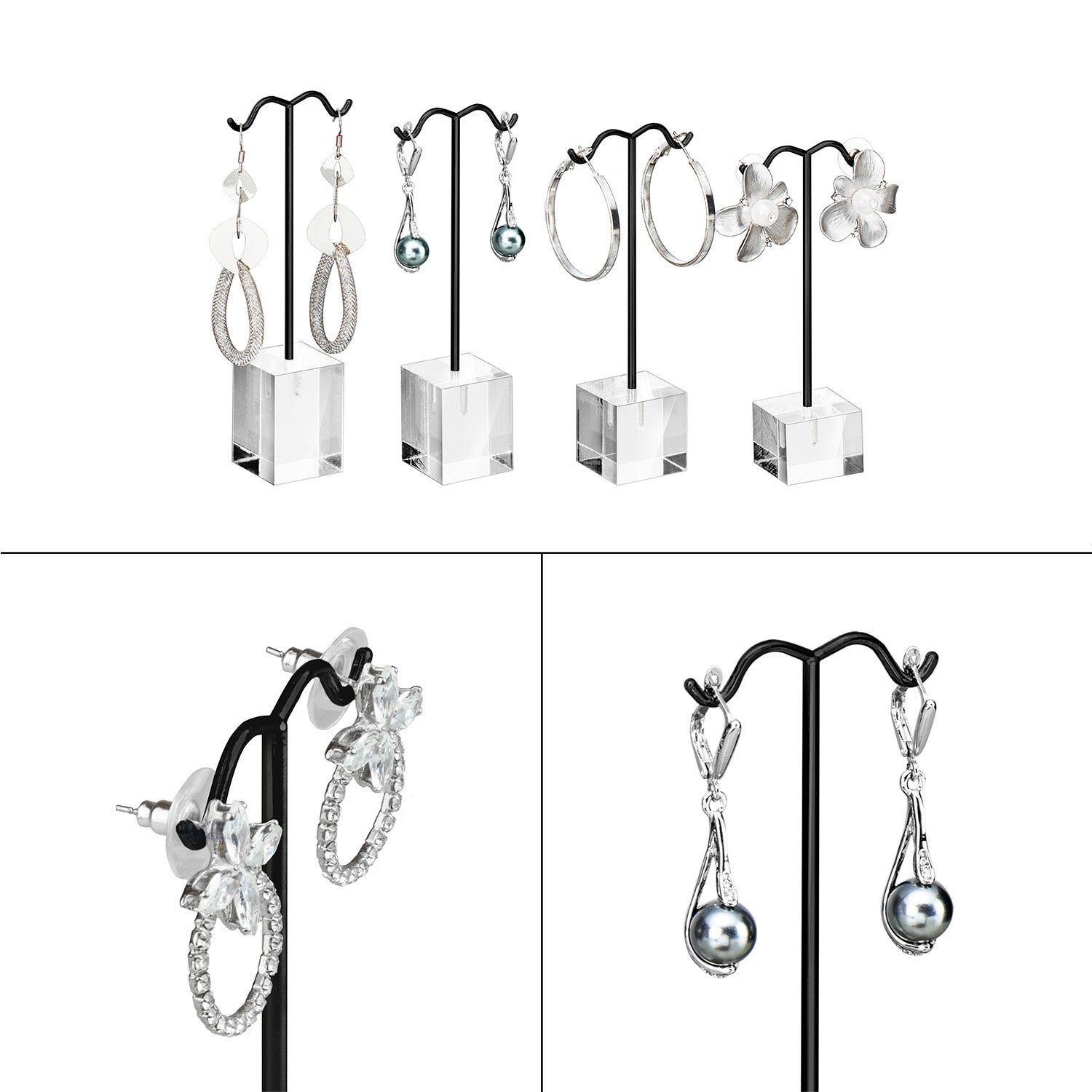 Versatile Premium Black Faux Leather Jewelry Display Set