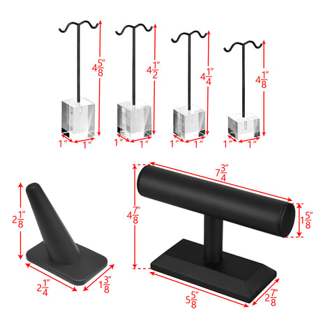 Versatile Premium Black Faux Leather Jewelry Display Set