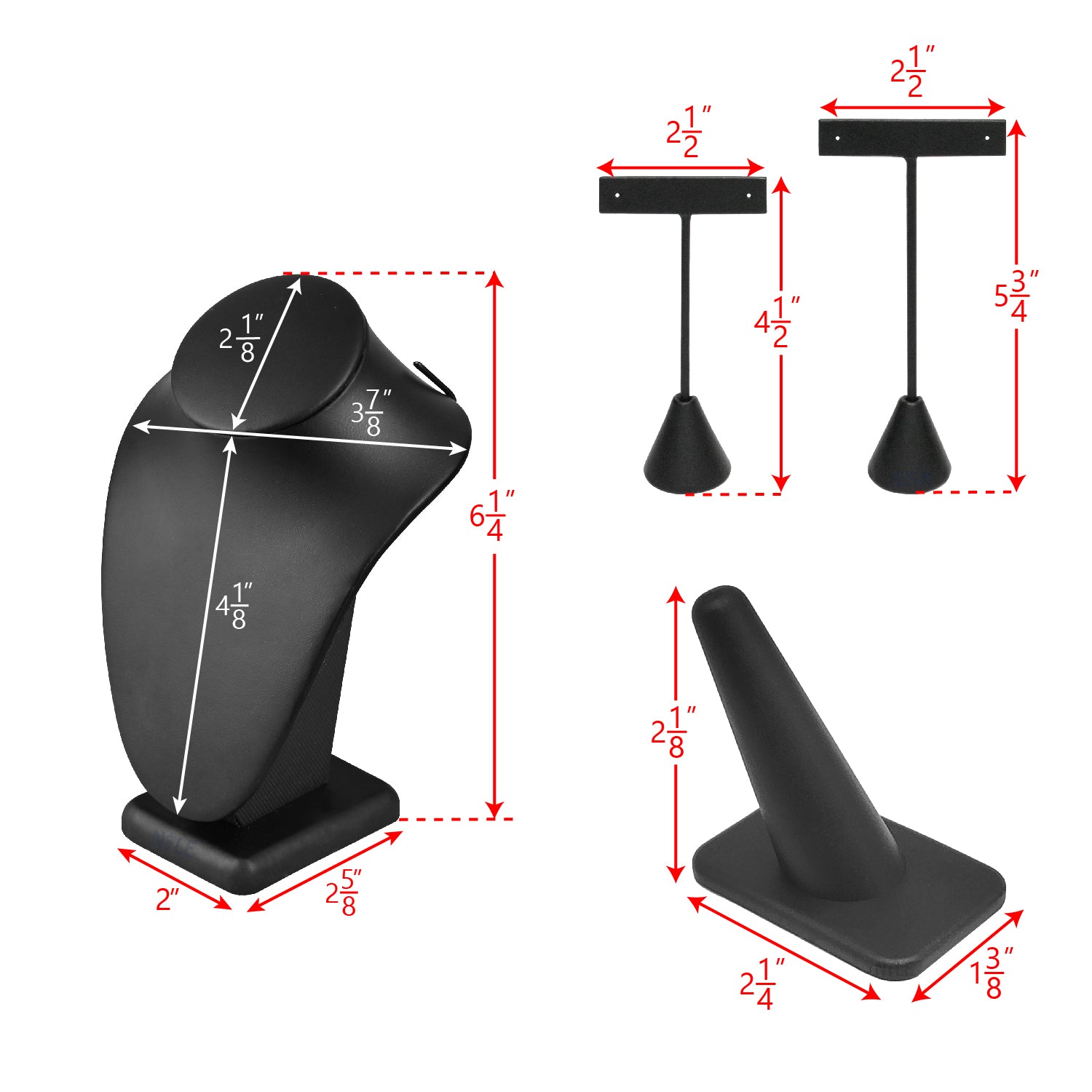 Versatile Premium Black Faux Leather Jewelry Display Set