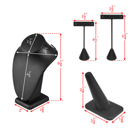 Versatile Premium Black Faux Leather Jewelry Display Set