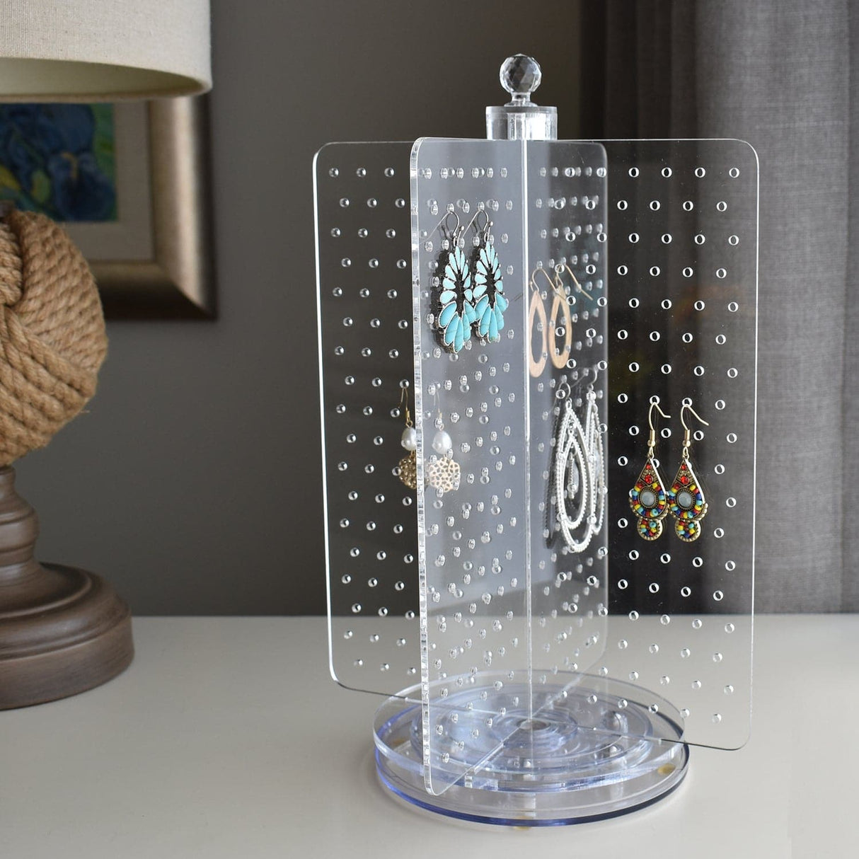Acrylic Rotating 216 Pairs Jewelry Earring Display