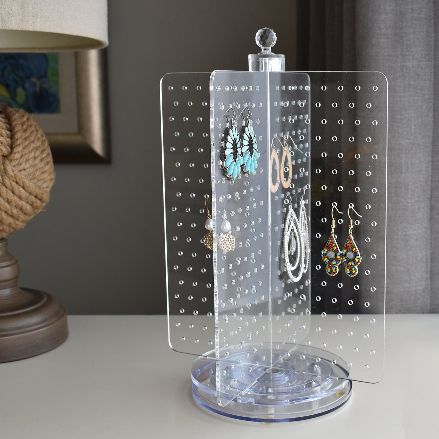 Acrylic Rotating 216 Pairs Jewelry Earring Display