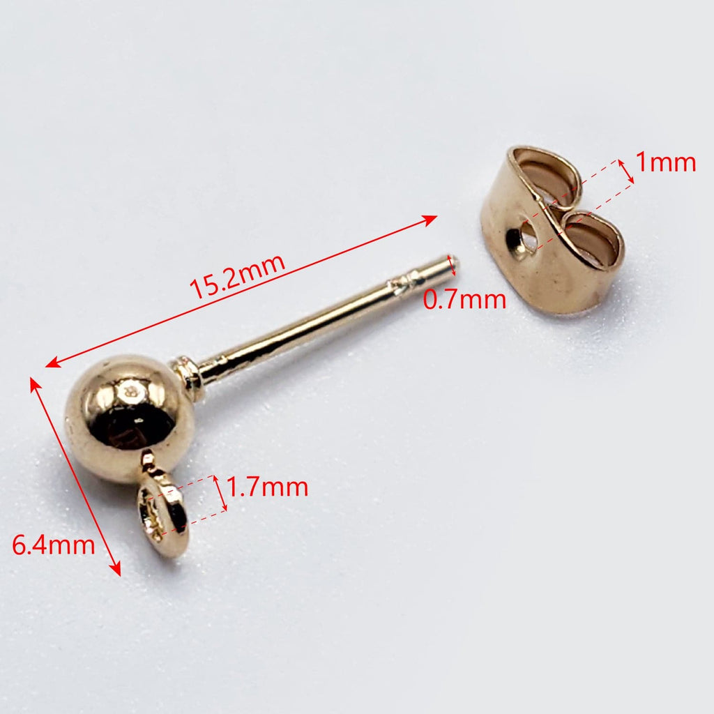 20pcs Ball Post Earring Studs Ear Pin Earrings with Loop with