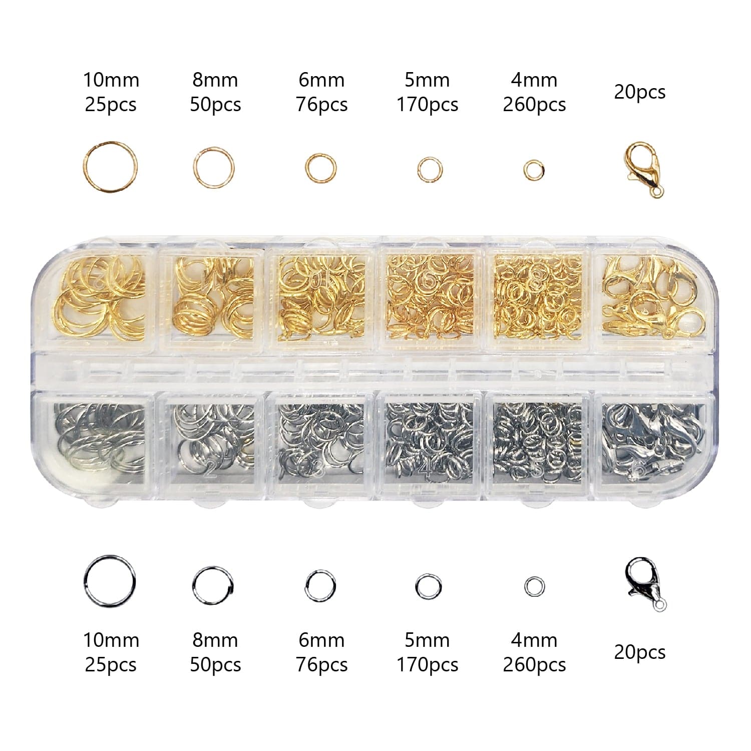 #LD22984 1200Pcs Jewelry findings kit with pliers, gold and silver