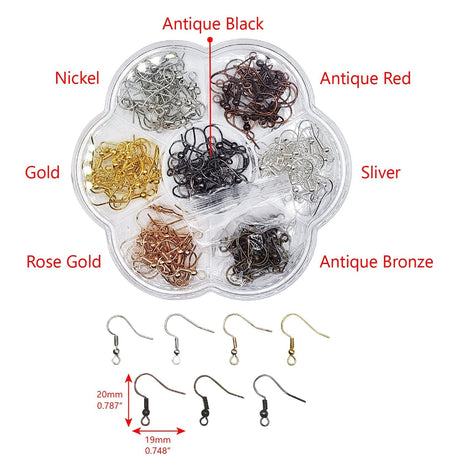 #LD37270 140pcs Jewelry Metal base Finding of 19mm x20mm Earring Hooks 7 Colors