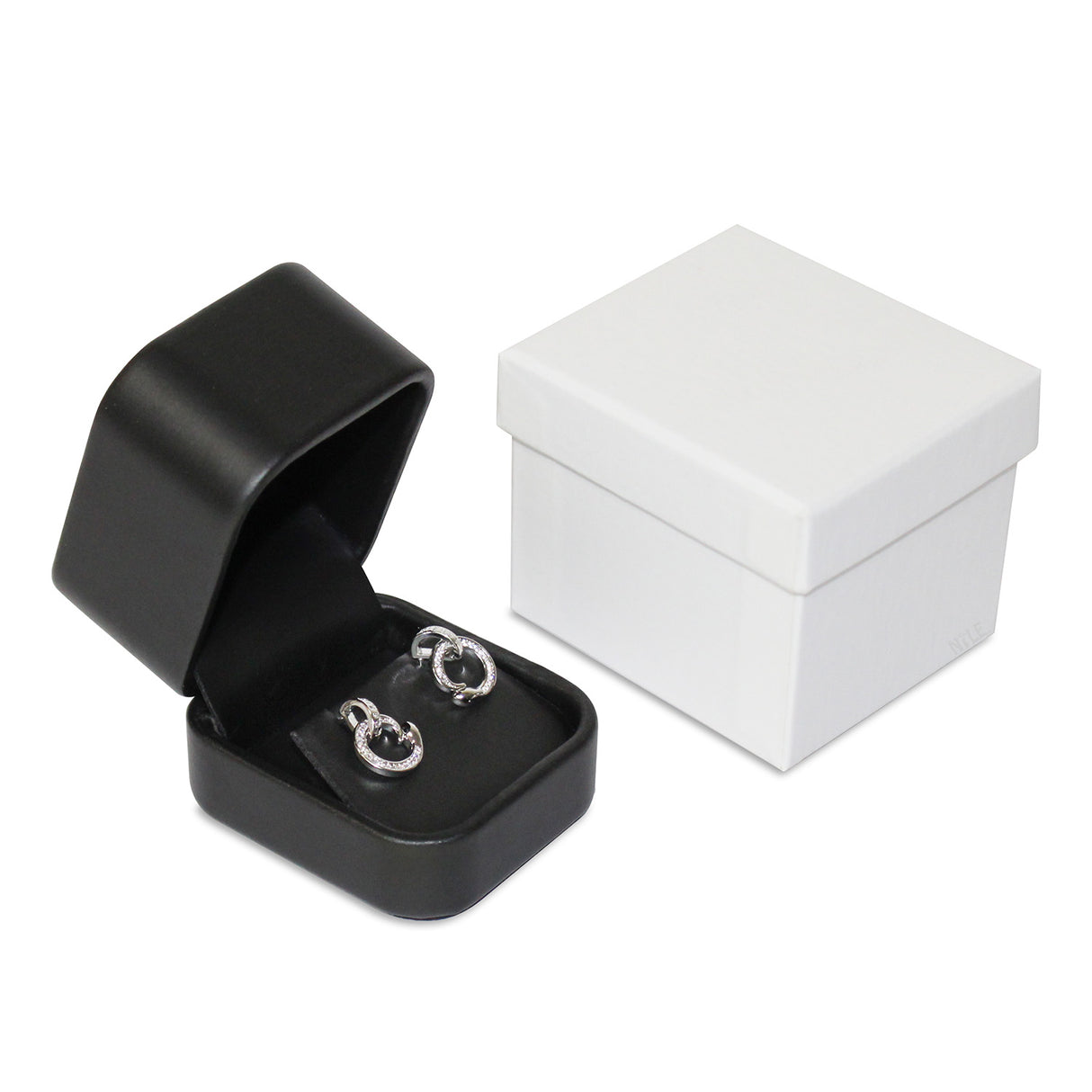 #RCE3 Round Corner Style Faux Leather Earring Box with 2 pcs Packer