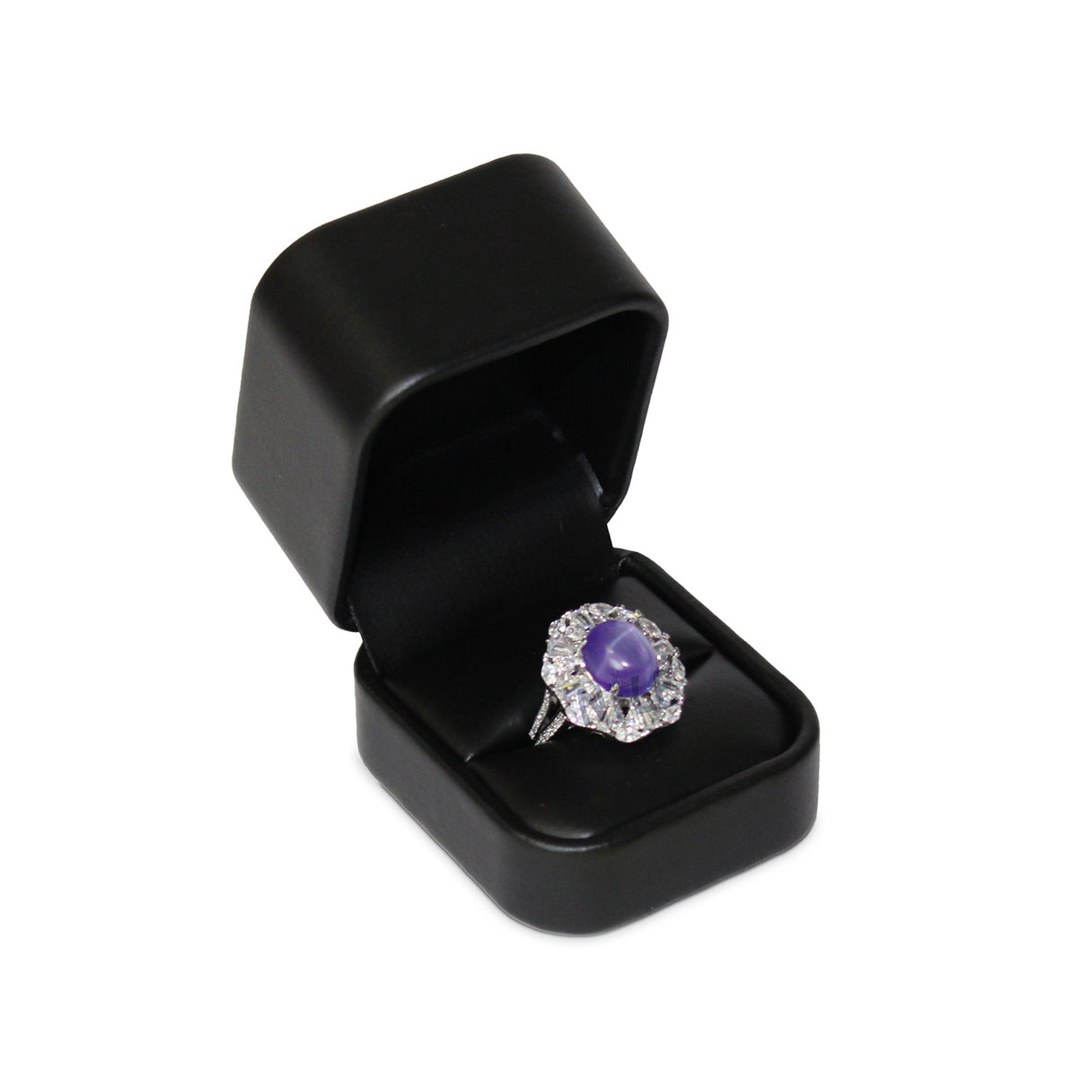 #RCR3 Round Corner Style Faux Leather Single Ring Box with 2 pcs Packer