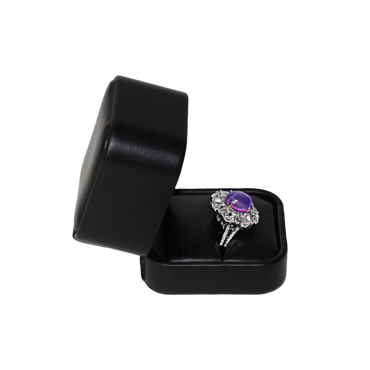 #RCR3 Round Corner Style Faux Leather Single Ring Box with 2 pcs Packer