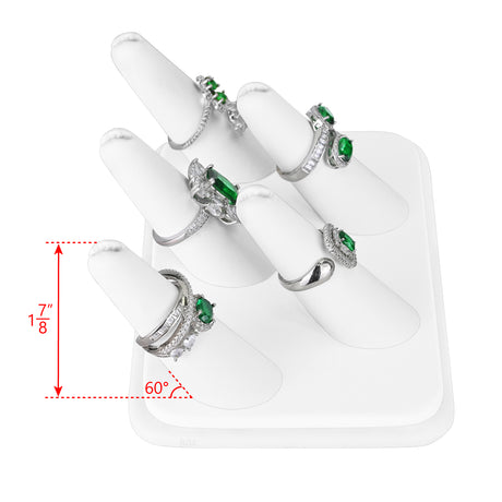 White Faux Leather 5 Finger Ring Display -Nile Corp