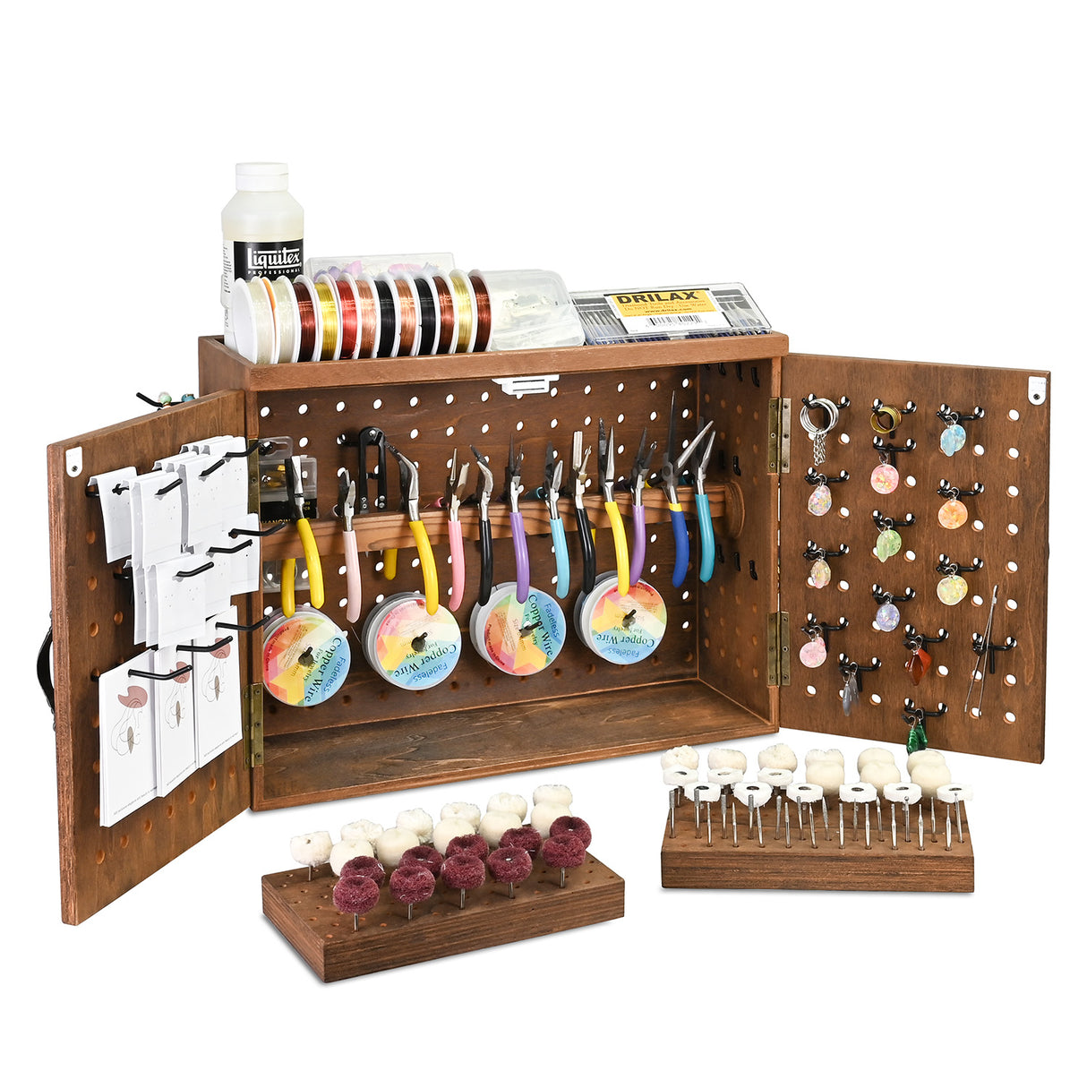 #TOOL8673BR Wood Jewelry Craft Pegboard Tool Organizer