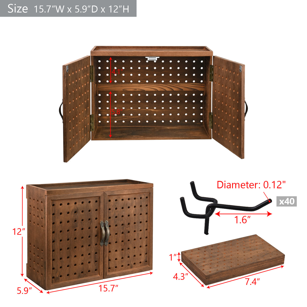 #TOOL8673BR Wood Jewelry Craft Pegboard Tool Organizer