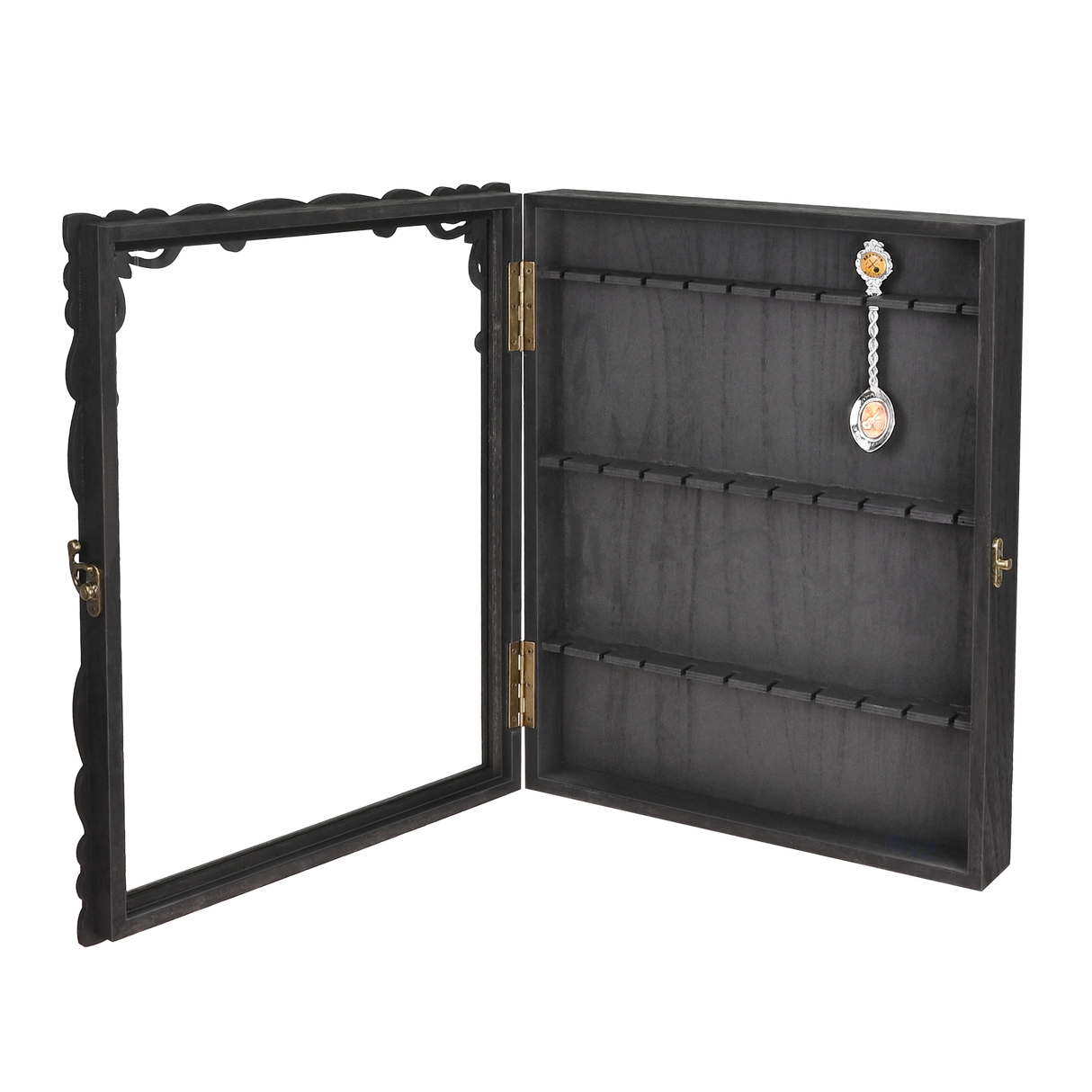 #WD1730 Wooden 30-Souvenir Spoon Display Case Cabinet with Tempered Glass