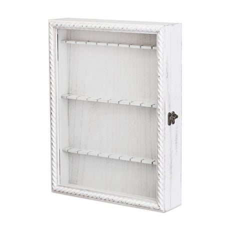 Wooden 30-Souvenir Spoon Display Case Cabinet with Tempered Glass