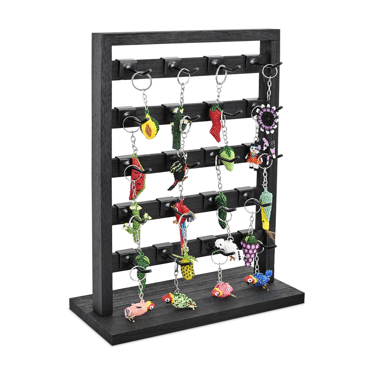 #WD2005 Wooden Jewelry earring rack display with 20 black hooks