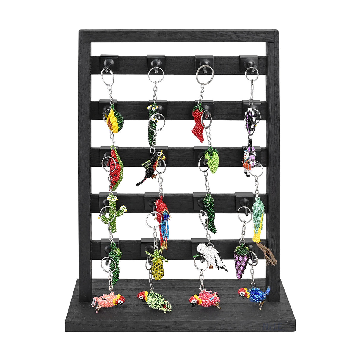 #WD2005 Wooden Jewelry earring rack display with 20 black hooks