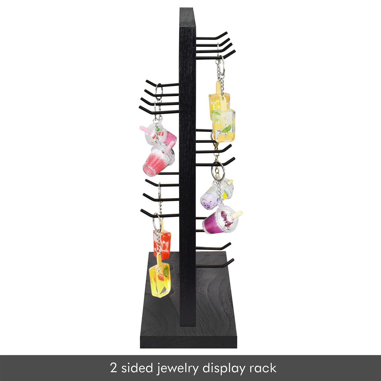 #WD2005 Wooden Jewelry earring rack display with 20 black hooks