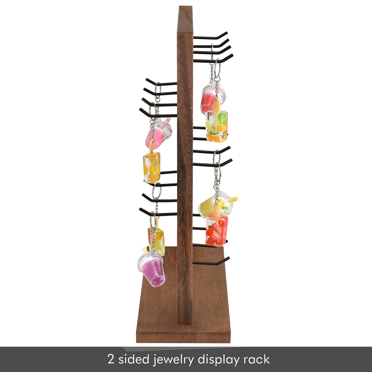 #WD2005 Wooden Jewelry earring rack display with 20 black hooks