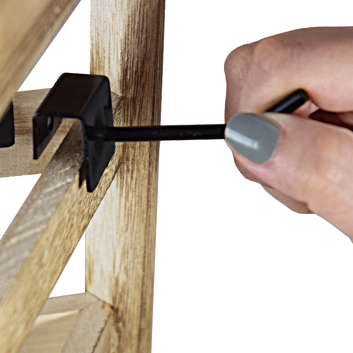 #WD2005 Wooden Jewelry earring rack display with 20 black hooks