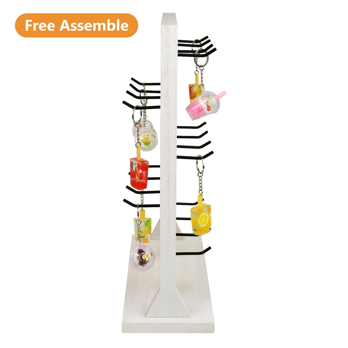 #WD2005 Wooden Jewelry earring rack display with 20 black hooks