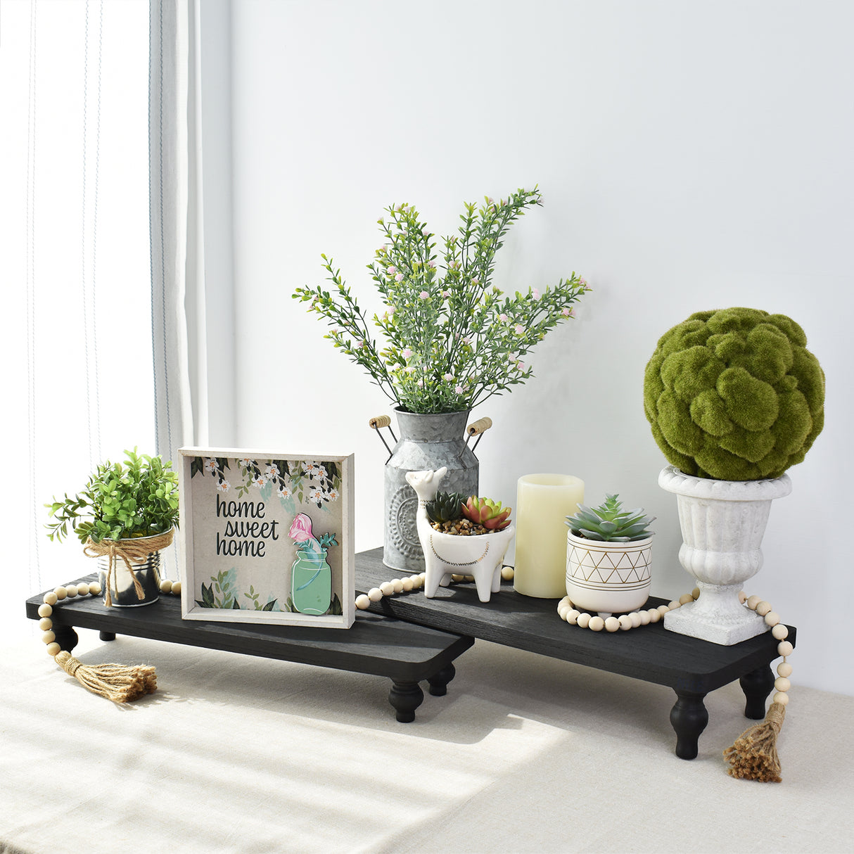 #WD2202 2Pcs wood retail display riser stands