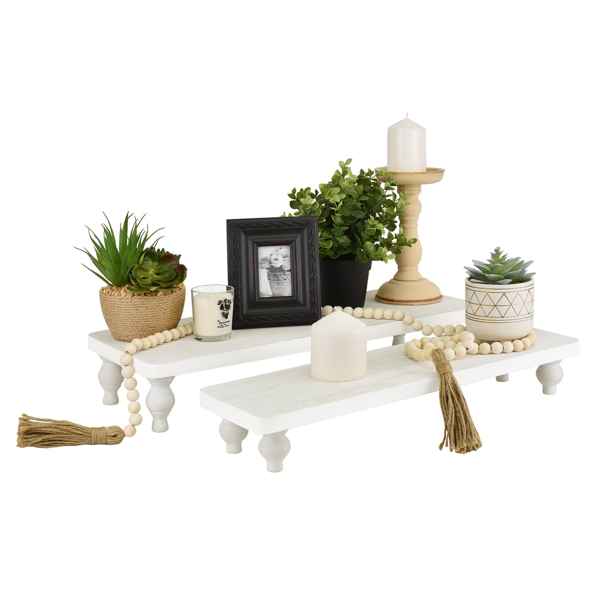 #WD2202 2Pcs wood retail display riser stands