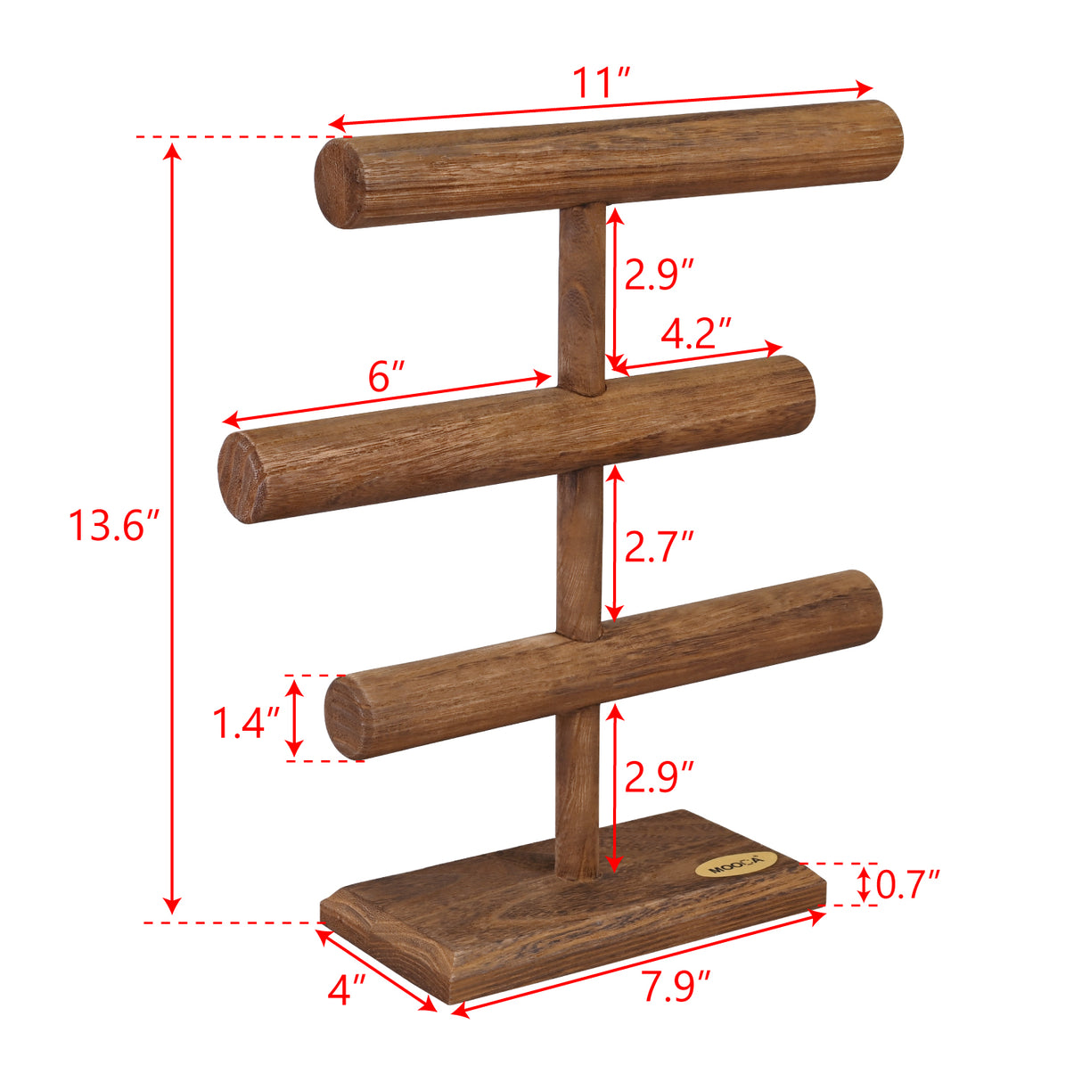 #WD2965-3 Free Assembly 3-Tier Wooden Jewelry Display Stand, Bracelets, Necklaces