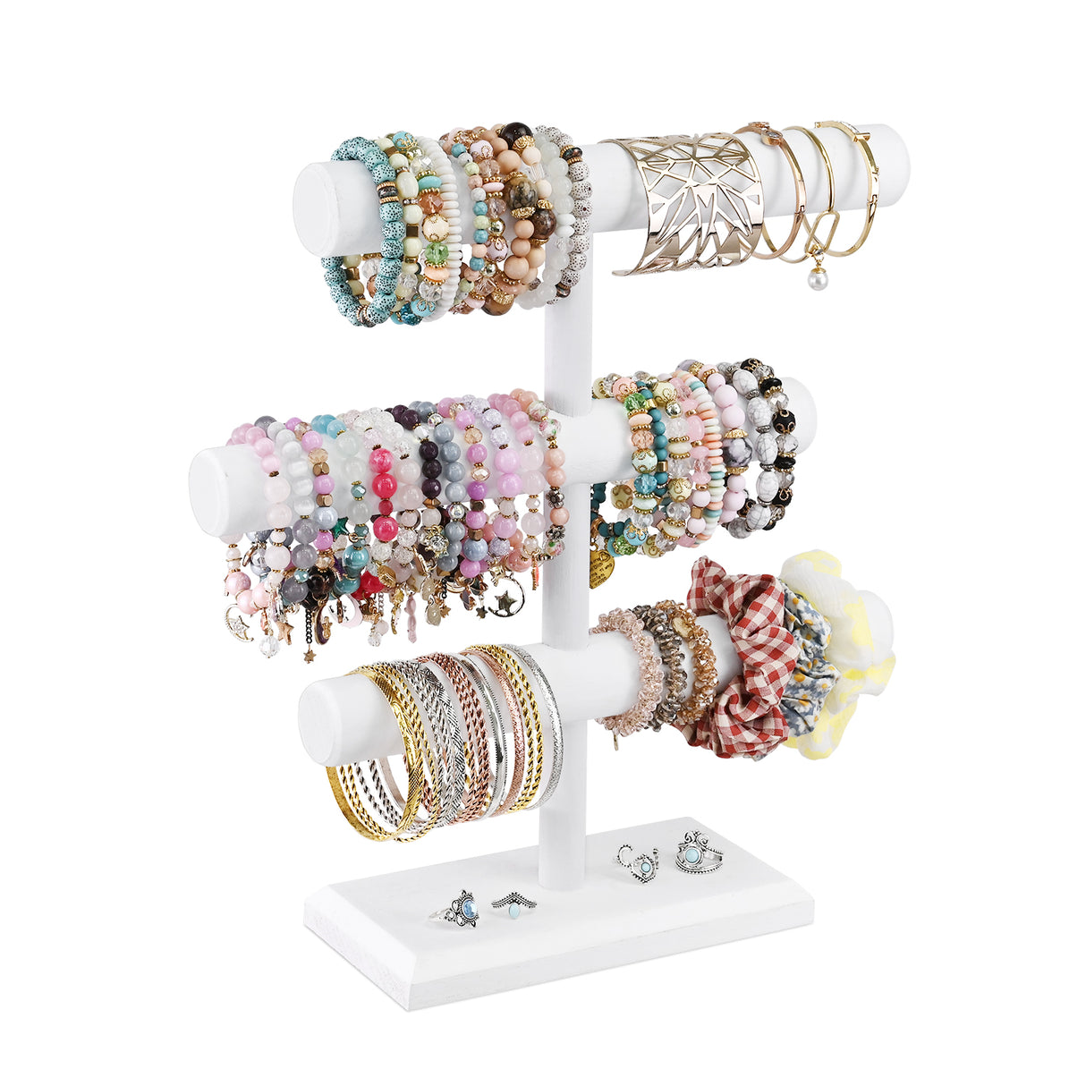 #WD2965-3  Free Assembly 3-Tier Wooden Jewelry Display Stand, Bracelets, Necklaces