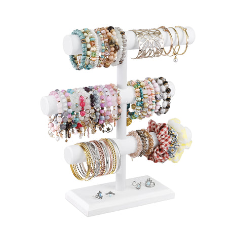 #WD2965-3  Free Assembly 3-Tier Wooden Jewelry Display Stand, Bracelets, Necklaces