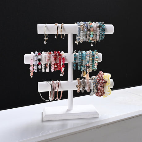 #WD2965-3  Free Assembly 3-Tier Wooden Jewelry Display Stand, Bracelets, Necklaces