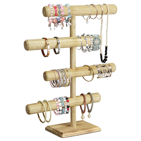 Wooden 4-Tier Jewelry Display Stand