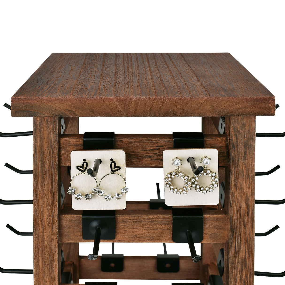 #WD4020 Wood Rotating Jewelry Storage Earrings Display