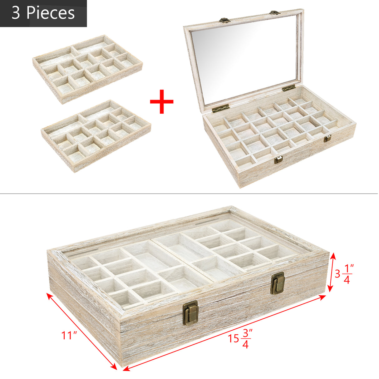 #WD423 Tempered Glass Jewelry Display Box Organizer, Two-Layer Jewelry Display Case for Necklaces, Earrings, Bracelets, Rings - Elegant Jewelry Storage Solution