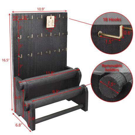 #WD4802 18 Hooks Wood Jewelry Display Stand