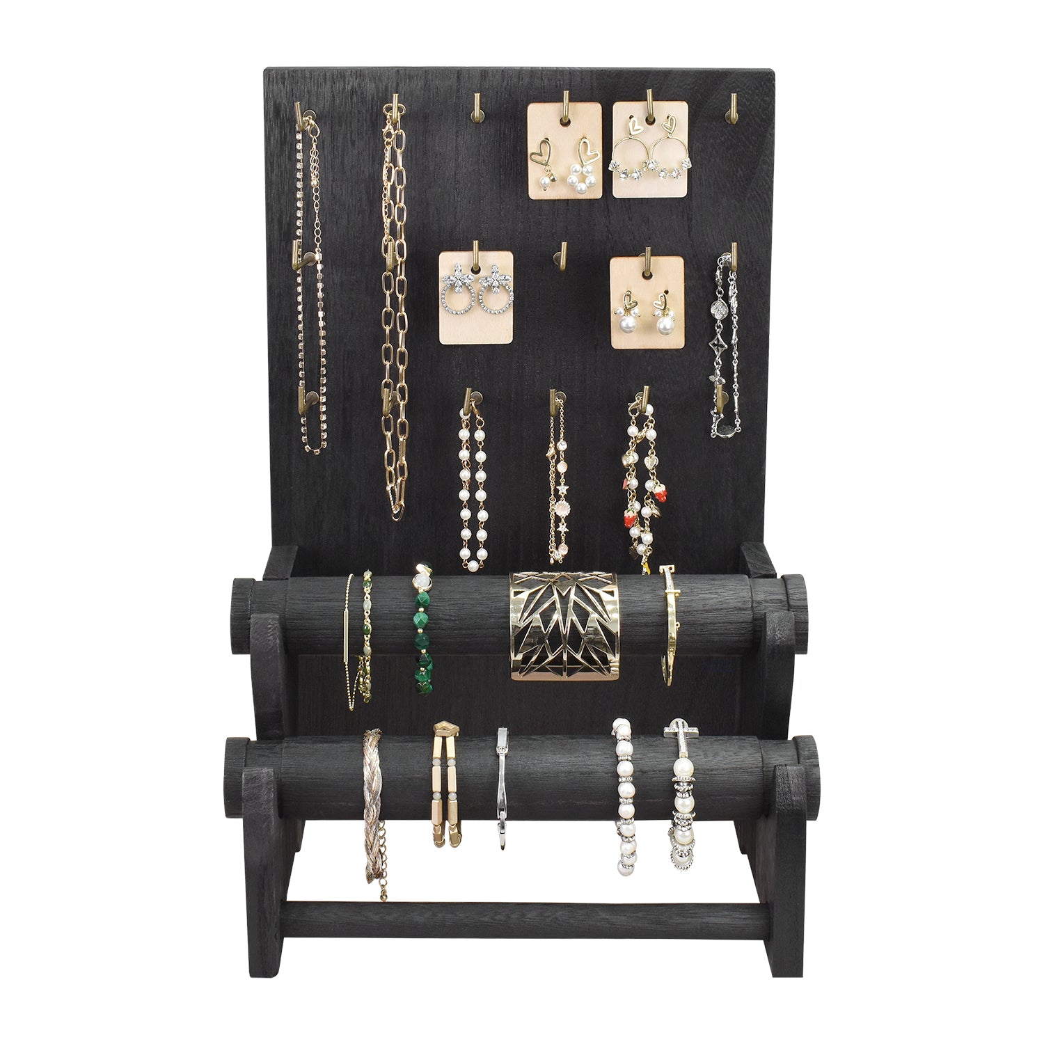 #WD4802 18 Hooks Wood Jewelry Display Stand