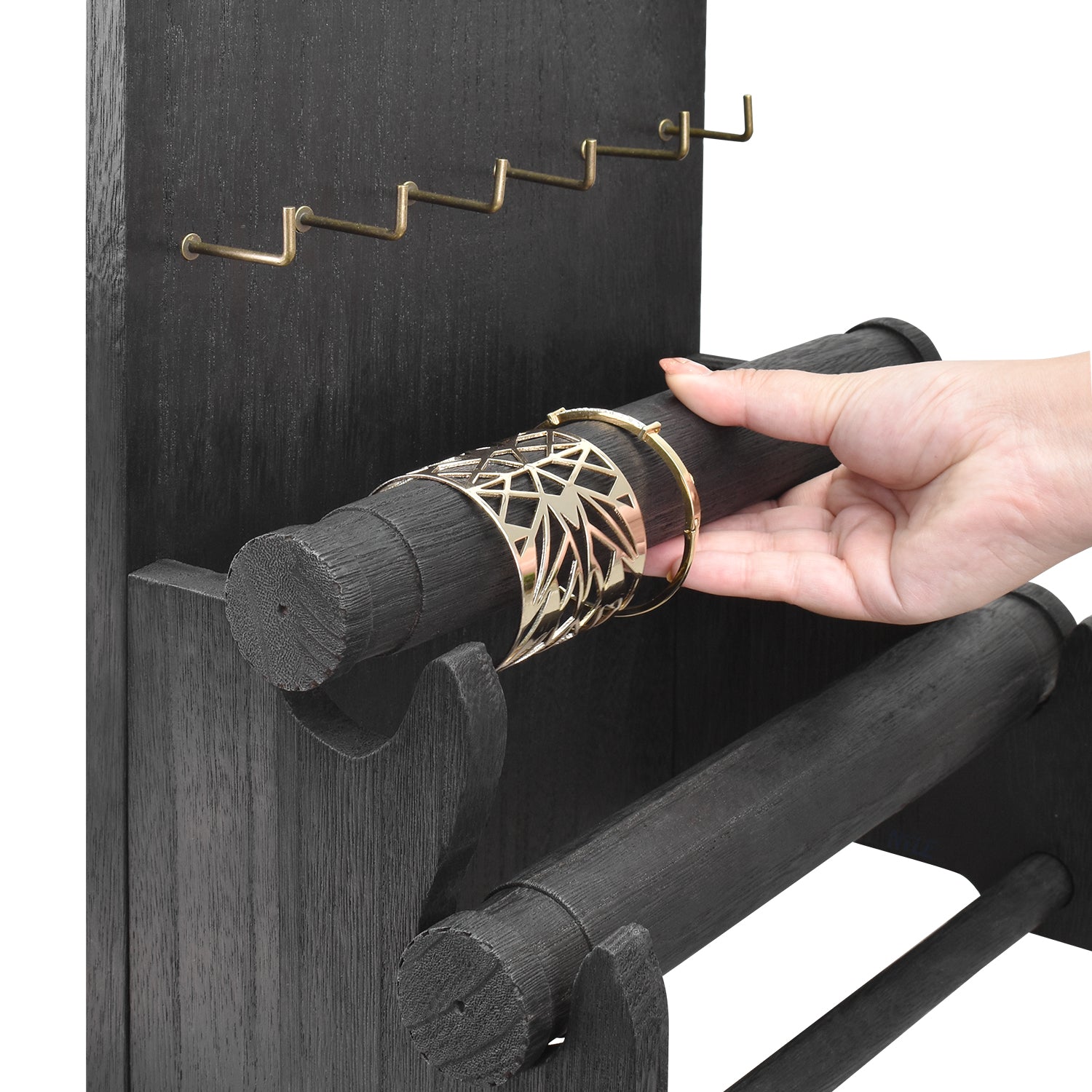 #WD4802 18 Hooks Wood Jewelry Display Stand