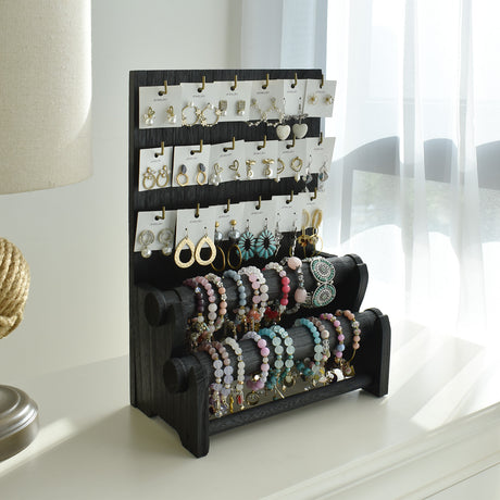 #WD4802 18 Hooks Wood Jewelry Display Stand