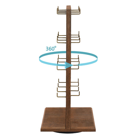 #WD5062L Wooden Rotating Two-Sided Jewelry Display Stand With 32 Hooks