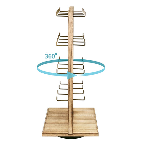 #WD5062L Wooden Rotating Two-Sided Jewelry Display Stand With 32 Hooks