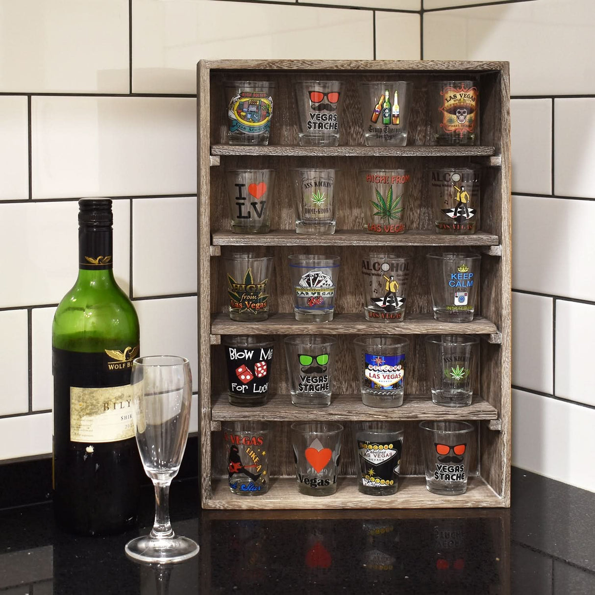 #WD5063 5-Shelf Wall-Mounted Freestanding Wooden display rack
